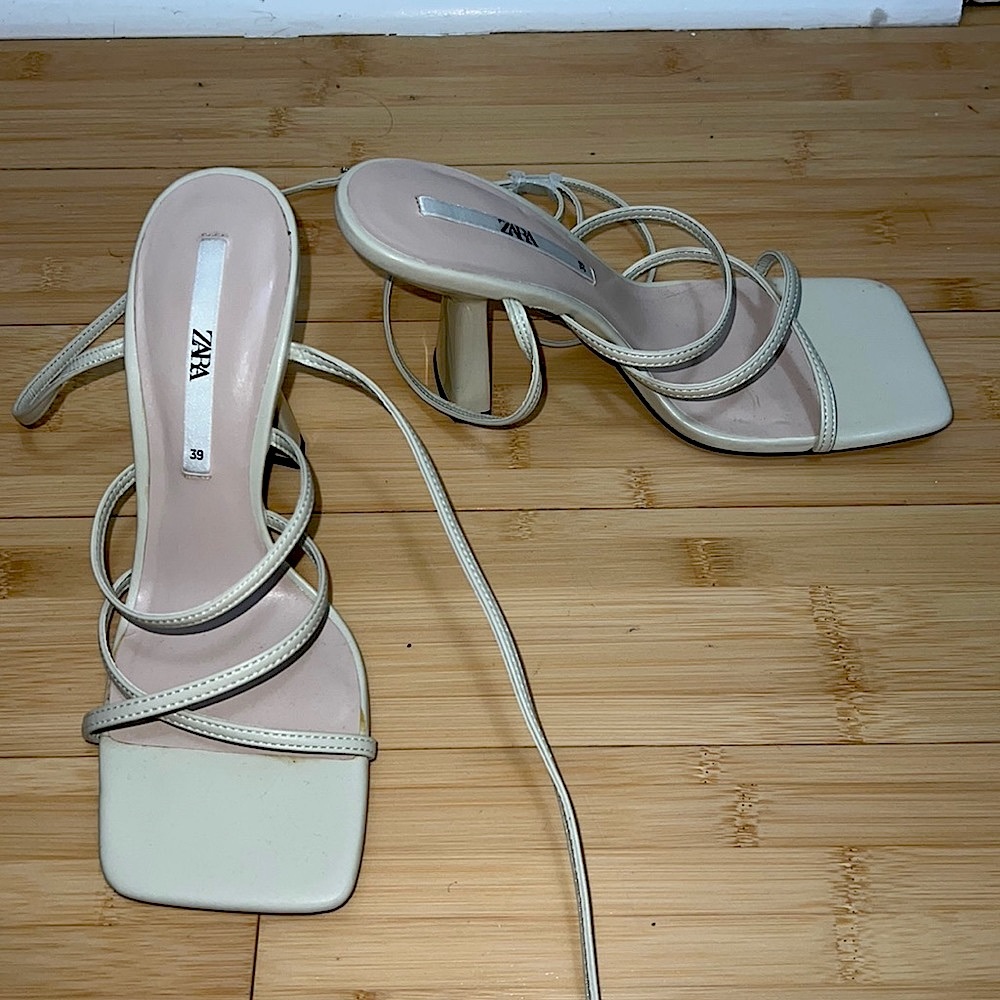 Zara Leather Square Toe Heels